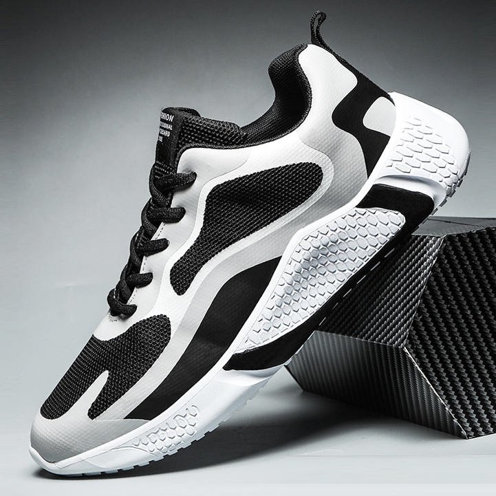 Men’s Black & White Lightweight Protective Sports Shoes - Image 2